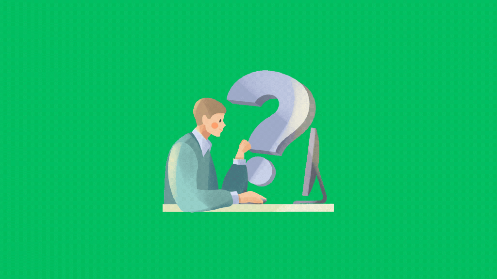 A boy with a big question mark