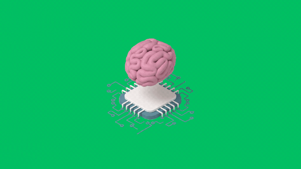 Pink brain on top of a chip
